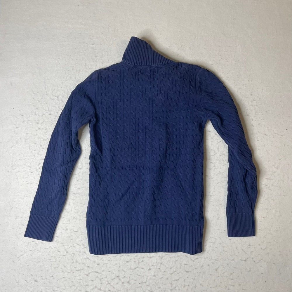 Polo Jeans Company Ralph Lauren Cable Knit Quarter Zip Sweater Navy Blue M M - Picture 3 of 6